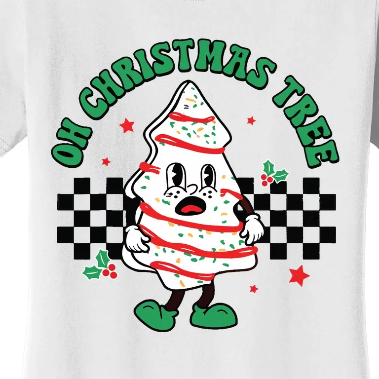 Oh Christmas Tree Cakes Debbie Becky Jen Groovy Retro Pajama Women's T-Shirt