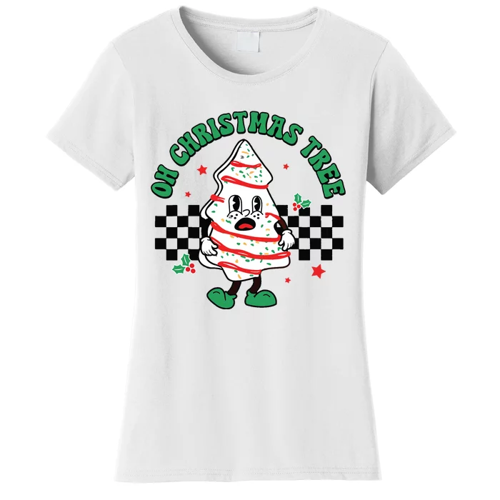 Oh Christmas Tree Cakes Debbie Becky Jen Groovy Retro Pajama Women's T-Shirt