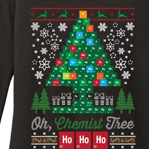 Oh Chemist Tree Merry Christmas Ugly Womens CVC Long Sleeve Shirt