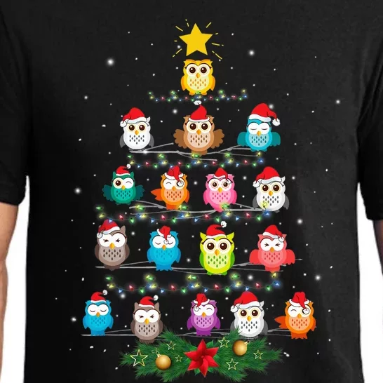 Owl Christmas Tree Lights Xmas Pajama Gifts For Owl Lovers Pajama Set