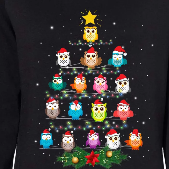 Owl Christmas Tree Lights Xmas Pajama Gifts For Owl Lovers Womens California Wash Sweatshirt