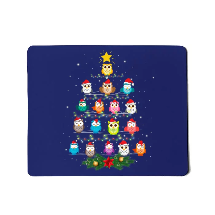 Owl Christmas Tree Lights Xmas Pajama Gifts For Owl Lovers Mousepad