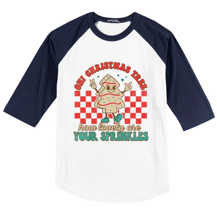 Oh Christmas Tree How Lovely Are Your Sprinkles Xmas Cake Gift Baseball Sleeve Shirt