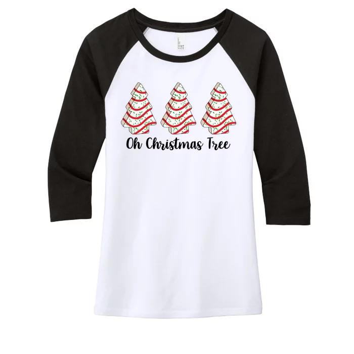 Oh Christmas Tree Holiday Cookie Women's Tri-Blend 3/4-Sleeve Raglan Shirt