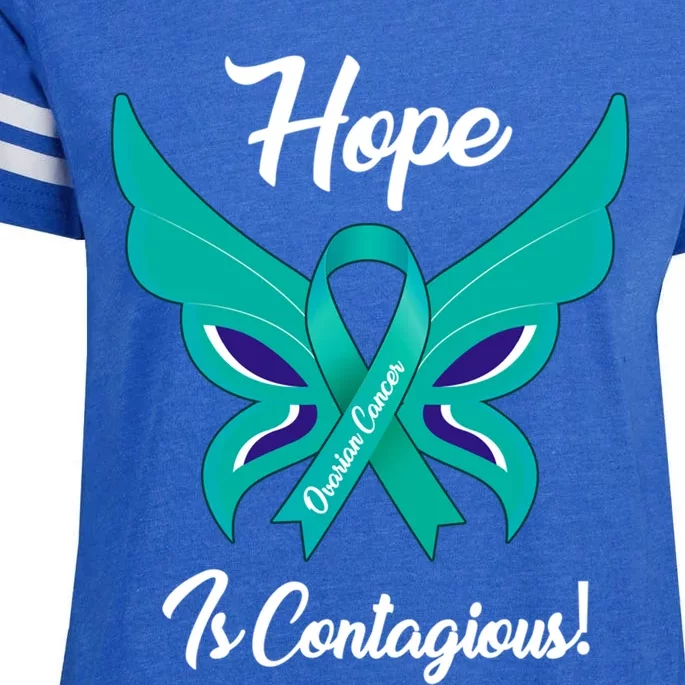 Ovarian Cancer Teal Ribbon Awareness Hope Butterfly Gift Enza Ladies Jersey Football T-Shirt