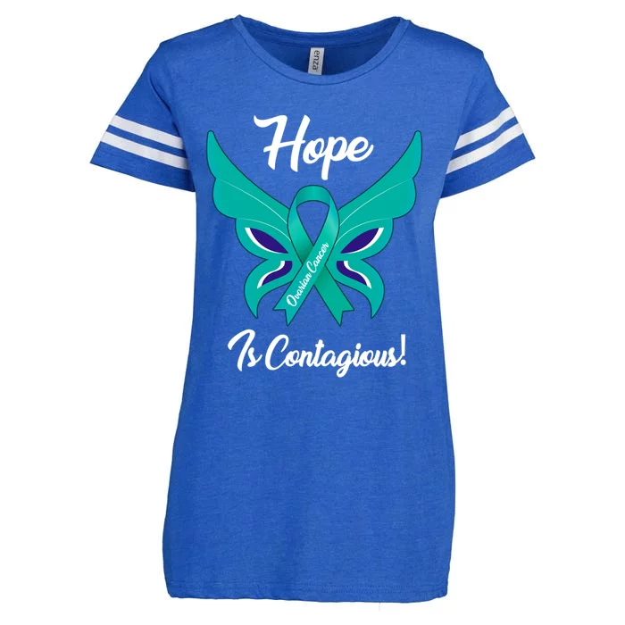 Ovarian Cancer Teal Ribbon Awareness Hope Butterfly Gift Enza Ladies Jersey Football T-Shirt