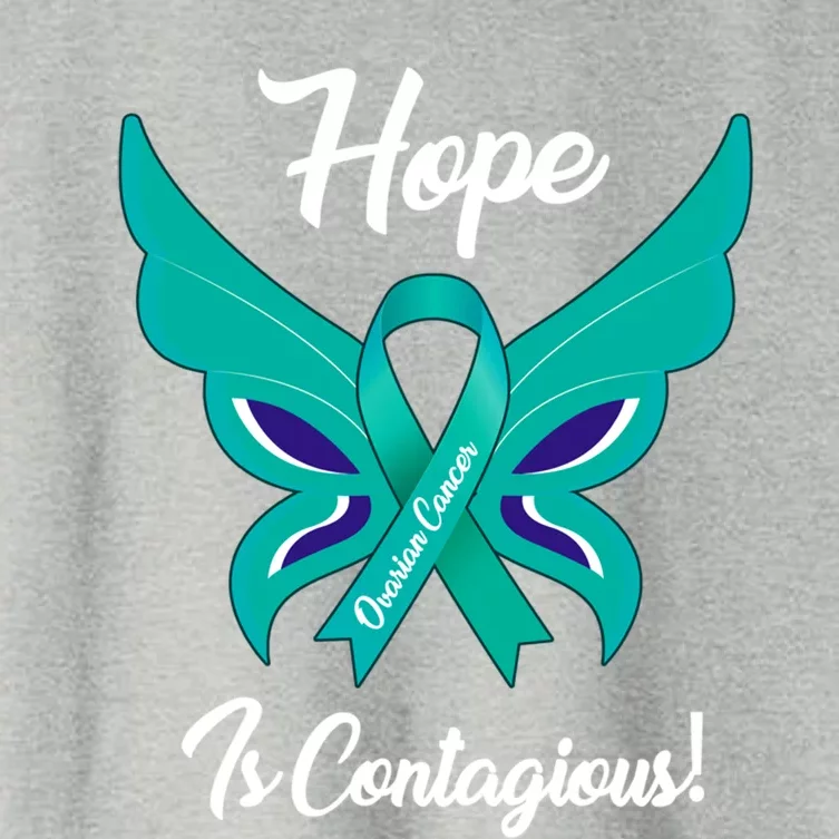 Ovarian Cancer Teal Ribbon Awareness Hope Butterfly Gift Women's Crop Top Tee