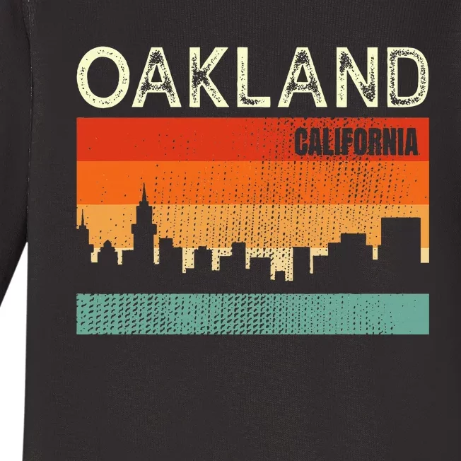 Oakland California Town Skyline Baby Long Sleeve Bodysuit