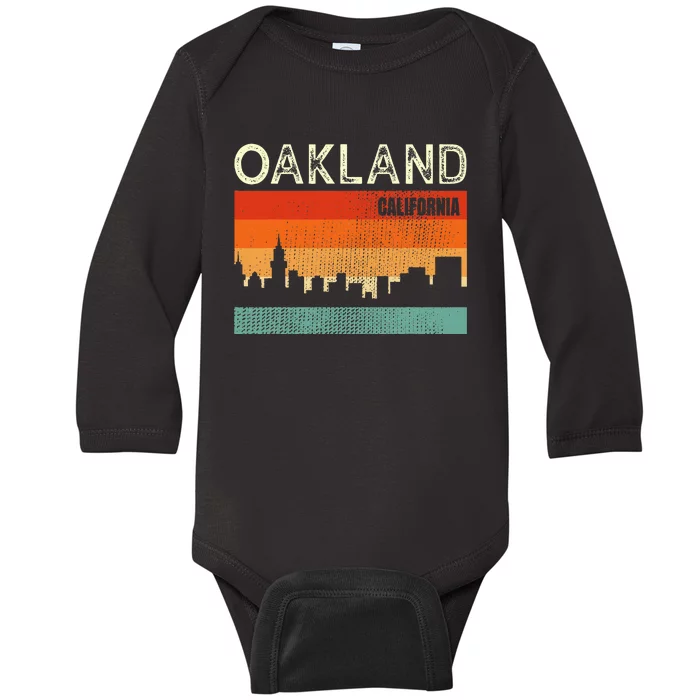 Oakland California Town Skyline Baby Long Sleeve Bodysuit