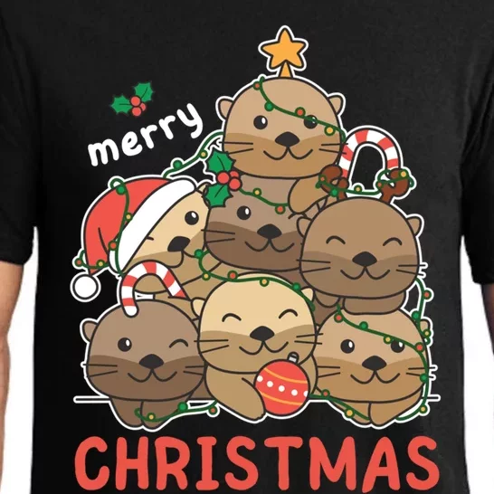 Otter Christmas Tree Funny Animal Merry Christmas Cute Gift Pajama Set