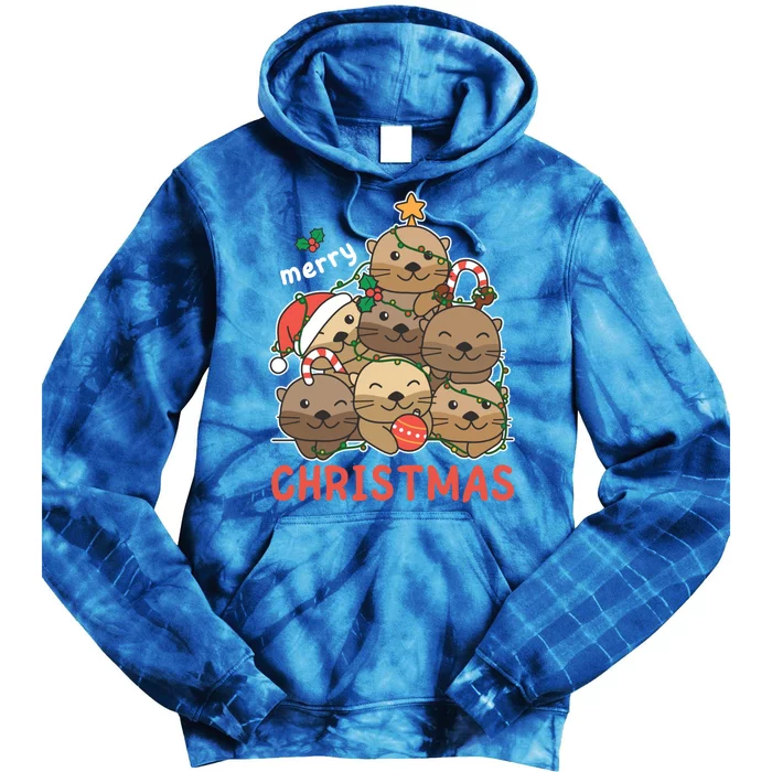 Otter Christmas Tree Funny Animal Merry Christmas Cute Gift Tie Dye Hoodie