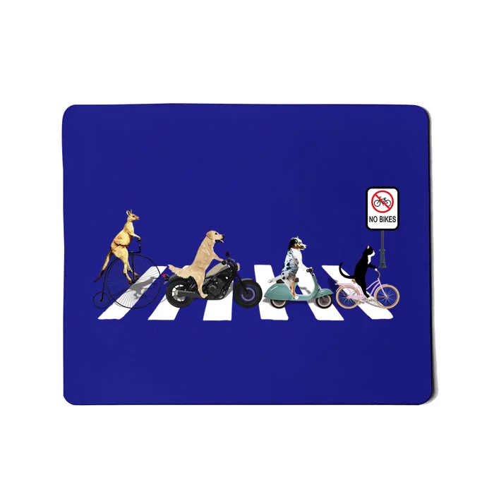 One Cat Two Dogs And A Kangaroo Crossing The Street Gift Mousepad