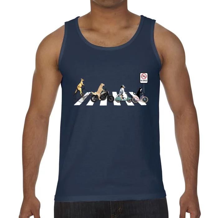 One Cat Two Dogs And A Kangaroo Crossing The Street Gift Comfort Colors® Tank Top