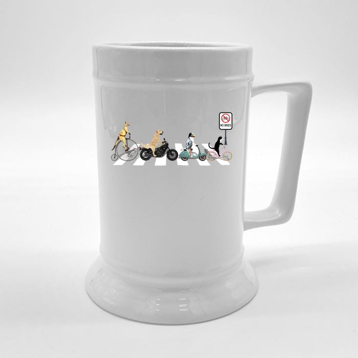 One Cat Two Dogs And A Kangaroo Crossing The Street Gift Front & Back Beer Stein