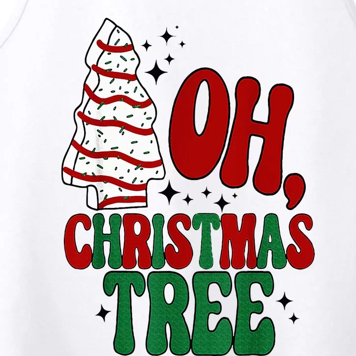 Oh Christmas Tree Cakes Debbie Becky Jen Groovy Retro Pajama Performance Tank