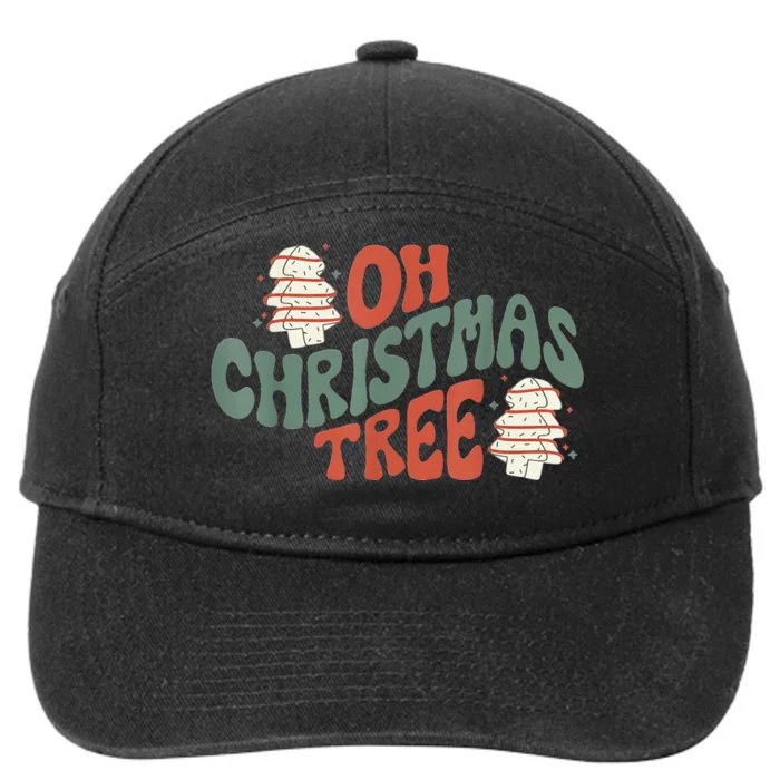 Oh Christmas Tree Cakes Debbie Becky Jen Groovy Retro Pajama 7-Panel Snapback Hat