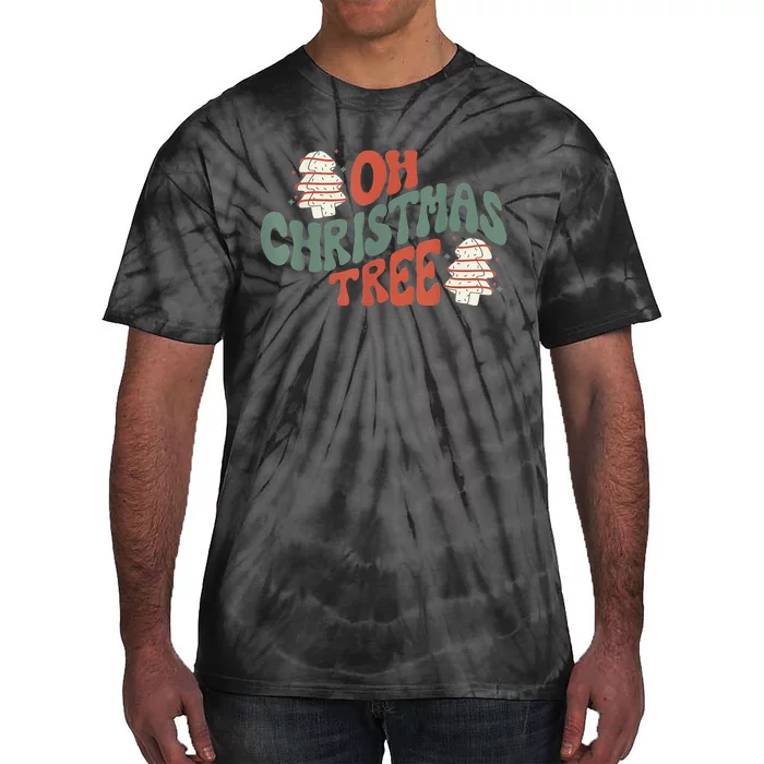 Oh Christmas Tree Cakes Debbie Becky Jen Groovy Retro Pajama Tie-Dye T-Shirt