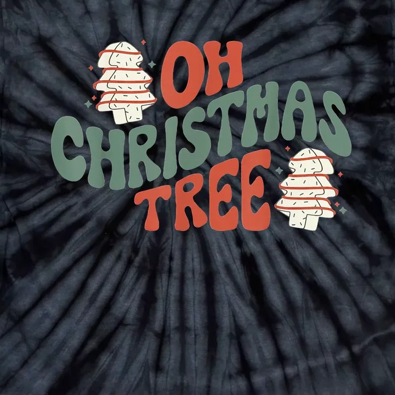 Oh Christmas Tree Cakes Debbie Becky Jen Groovy Retro Pajama Tie-Dye T-Shirt