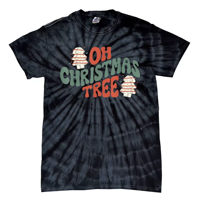 Oh Christmas Tree Cakes Debbie Becky Jen Groovy Retro Pajama Tie-Dye T-Shirt