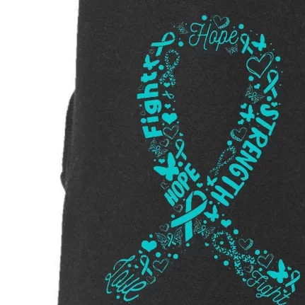 Ovarian Cancer Teal Awareness Ribbon Mothers Day Doggie 3-End Fleece Hoodie