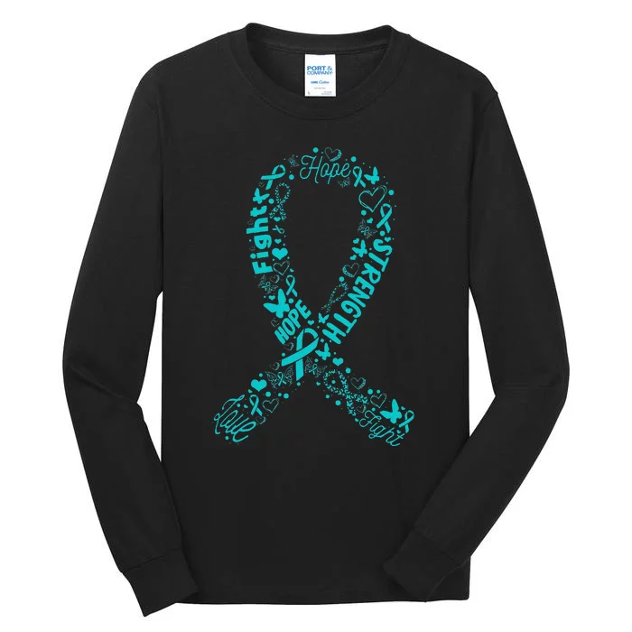 Ovarian Cancer Teal Awareness Ribbon Mothers Day Tall Long Sleeve T-Shirt