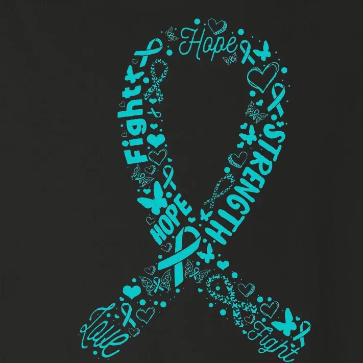 Ovarian Cancer Teal Awareness Ribbon Mothers Day Toddler Long Sleeve Shirt