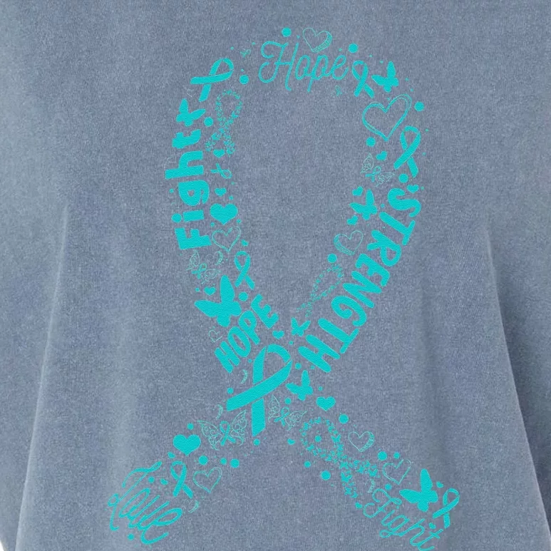 Ovarian Cancer Teal Awareness Ribbon Mother's Day Garment-Dyed Women's Muscle Tee