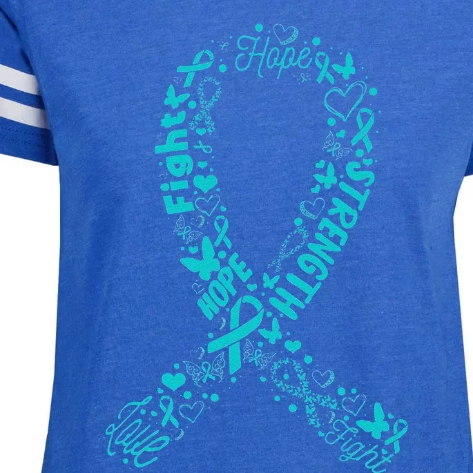 Ovarian Cancer Teal Awareness Ribbon Mother's Day Enza Ladies Jersey Football T-Shirt