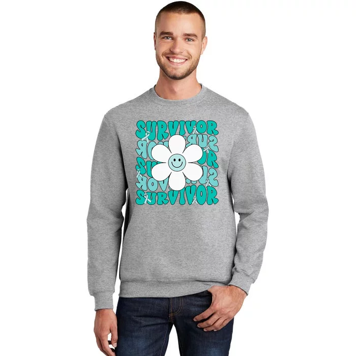 Ovarian Cancer Teal Ribbon Ovarian Cancer Survivor Tall Sweatshirt