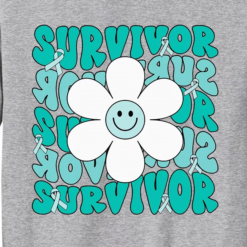 Ovarian Cancer Teal Ribbon Ovarian Cancer Survivor Tall Sweatshirt