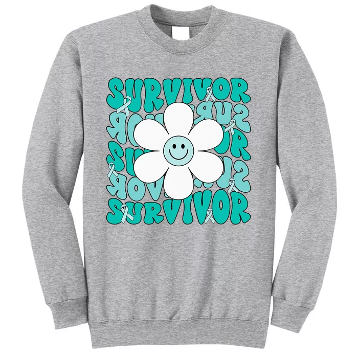 Ovarian Cancer Teal Ribbon Ovarian Cancer Survivor Tall Sweatshirt