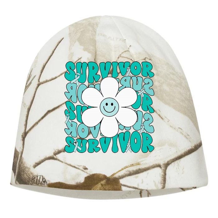 Ovarian Cancer Teal Ribbon Ovarian Cancer Survivor Kati - Camo Knit Beanie