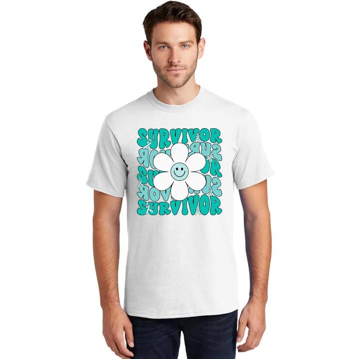 Ovarian Cancer Teal Ribbon Ovarian Cancer Survivor Tall T-Shirt