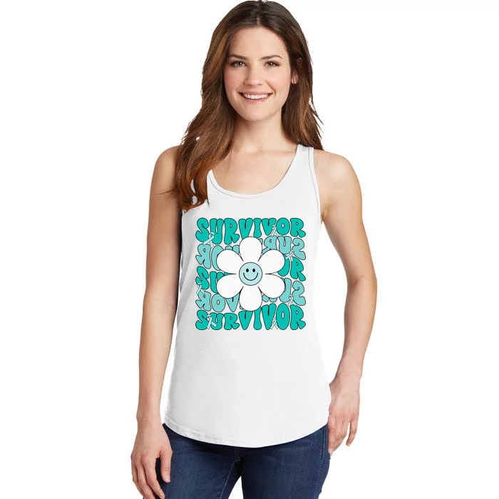 Ovarian Cancer Teal Ribbon Ovarian Cancer Survivor Ladies Essential Tank