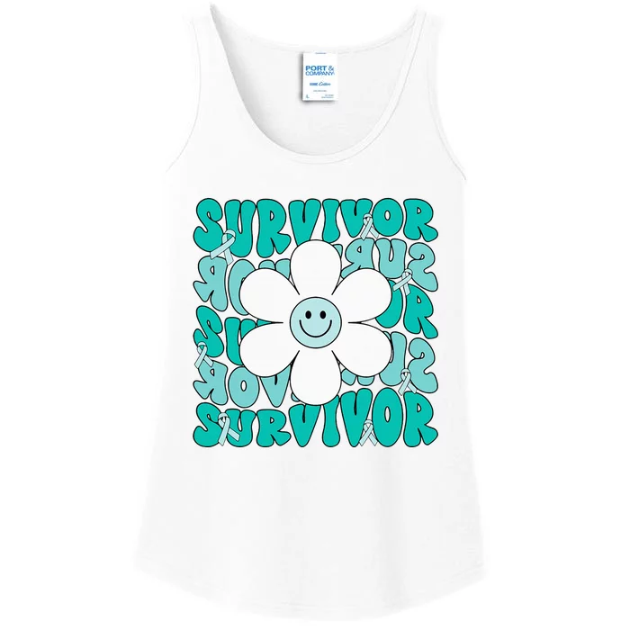 Ovarian Cancer Teal Ribbon Ovarian Cancer Survivor Ladies Essential Tank