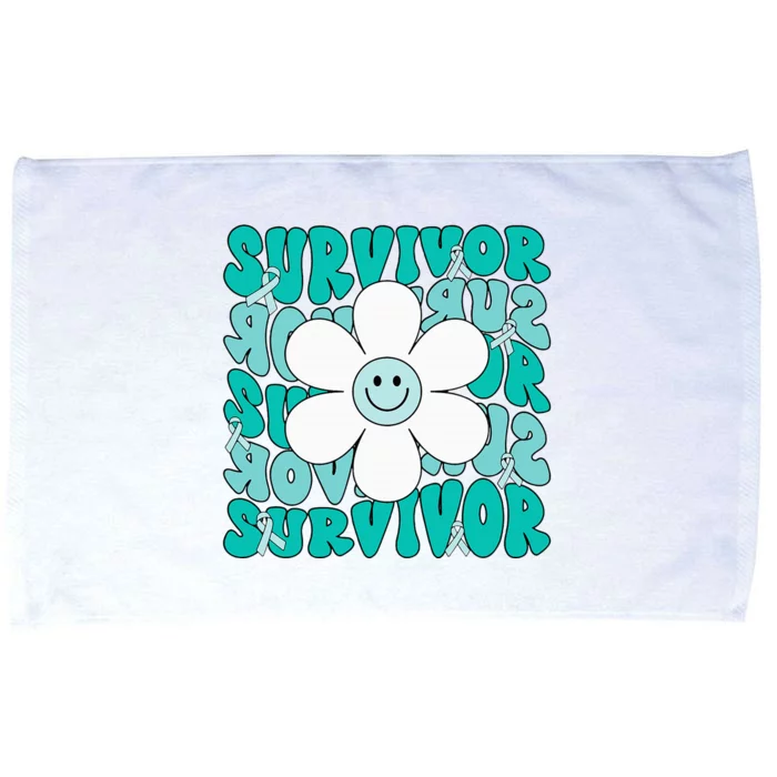 Ovarian Cancer Teal Ribbon Ovarian Cancer Survivor Microfiber Hand Towel