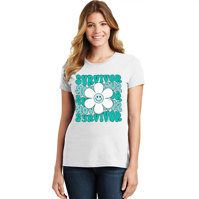 Ovarian Cancer Teal Ribbon Ovarian Cancer Survivor Women's T-Shirt