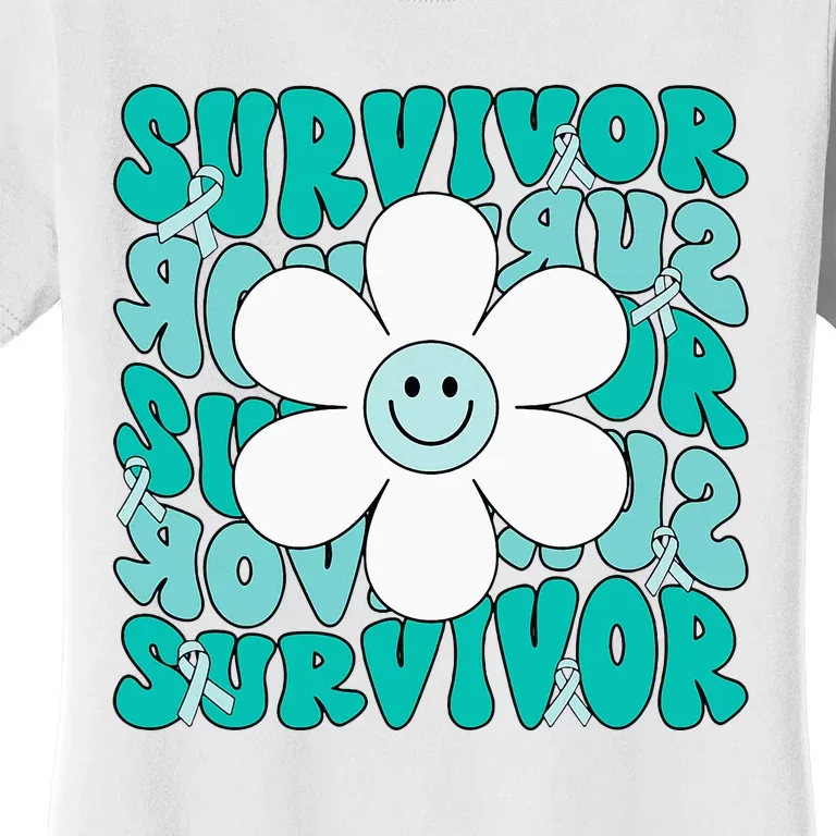 Ovarian Cancer Teal Ribbon Ovarian Cancer Survivor Women's T-Shirt