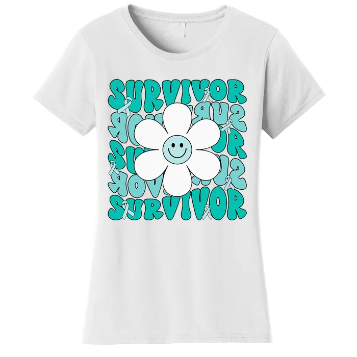 Ovarian Cancer Teal Ribbon Ovarian Cancer Survivor Women's T-Shirt