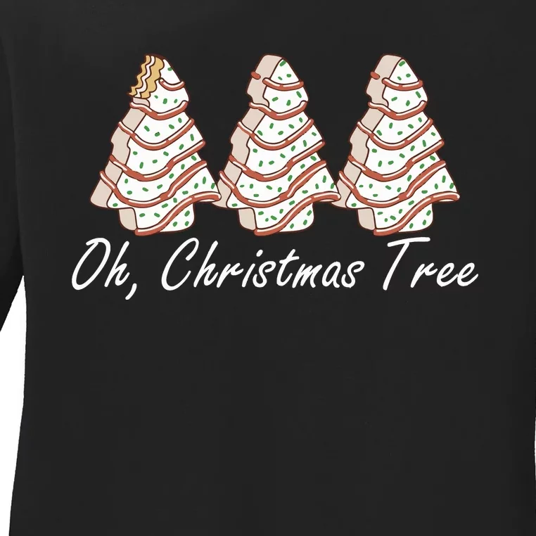 Oh Christmas Tree Merry And Bright Ladies Long Sleeve Shirt