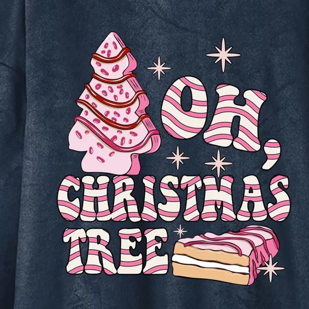 Oh Christmas Tree Cake Baking Bakers Groovy Retro Xmas Gift Hooded Wearable Blanket