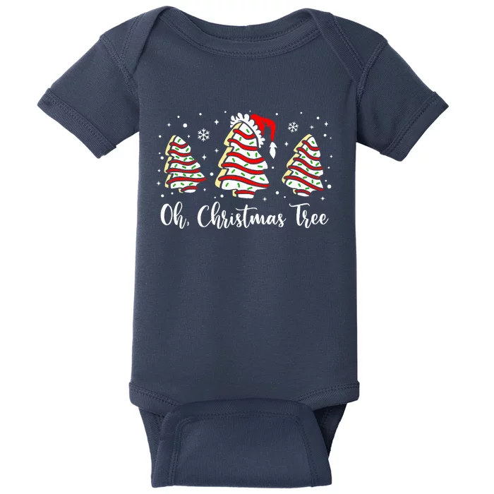 Oh Christmas Tree Cakes Debbie Funny Christmas Snack Cake Baby Bodysuit