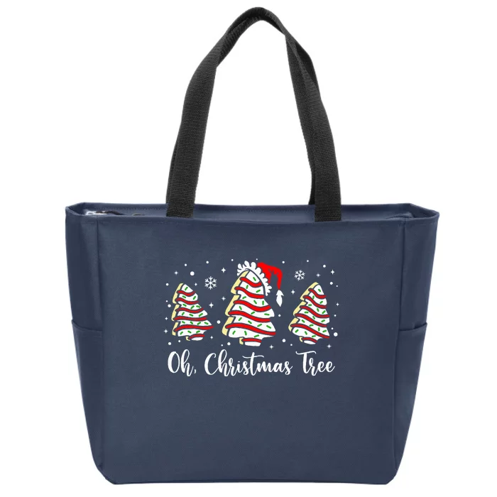 Oh Christmas Tree Cakes Debbie Funny Christmas Snack Cake Zip Tote Bag