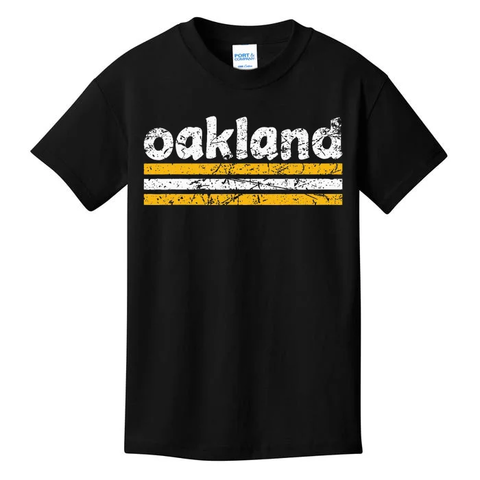 Oakland California Three Stripe Vintage Weathered Kids T-Shirt