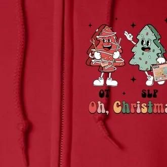 Oh Christmas Tree Slp Ot Pt Therapy Team Full Zip Hoodie