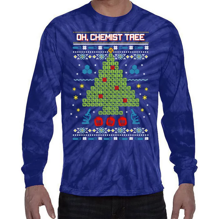 Oh Chemist Tree Christmas Tie-Dye Long Sleeve Shirt