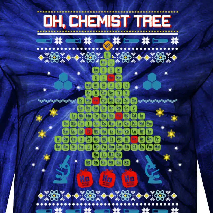 Oh Chemist Tree Christmas Tie-Dye Long Sleeve Shirt