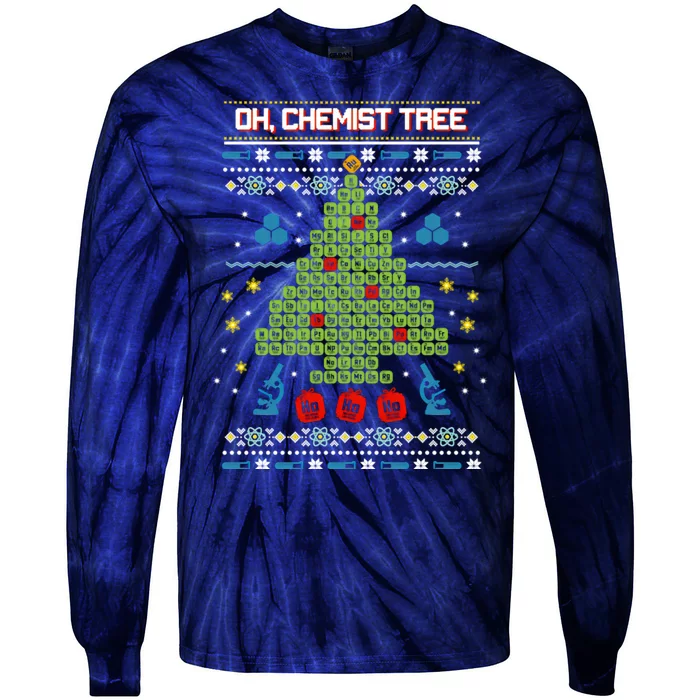 Oh Chemist Tree Christmas Tie-Dye Long Sleeve Shirt