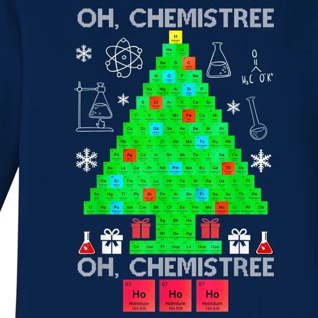 Oh Chemist Tree Chemistree Funny Science Chemistry Christmas Baby Long Sleeve Bodysuit