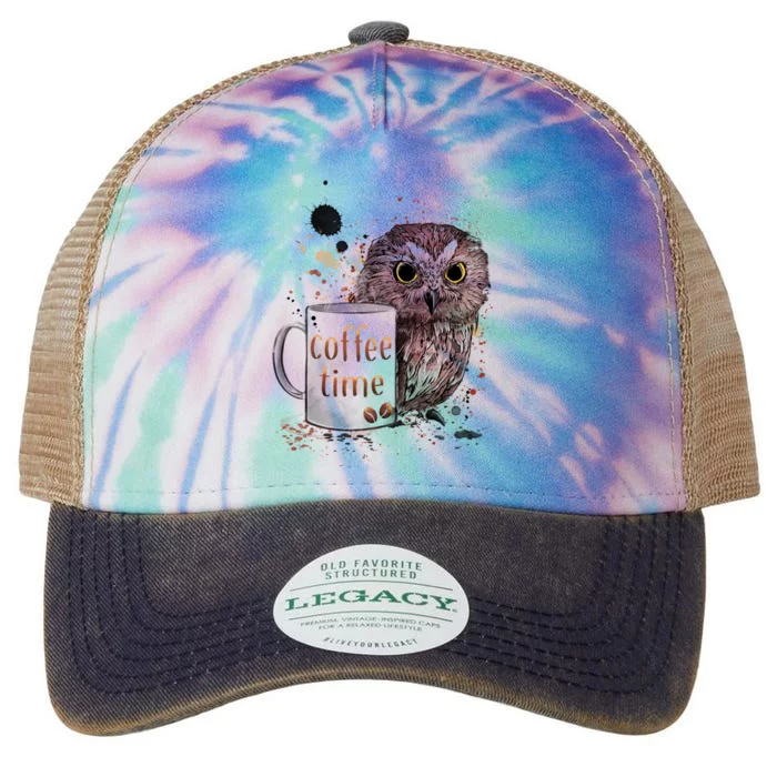 Owl Coffee Time Oil Color Art Legacy Tie Dye Trucker Hat